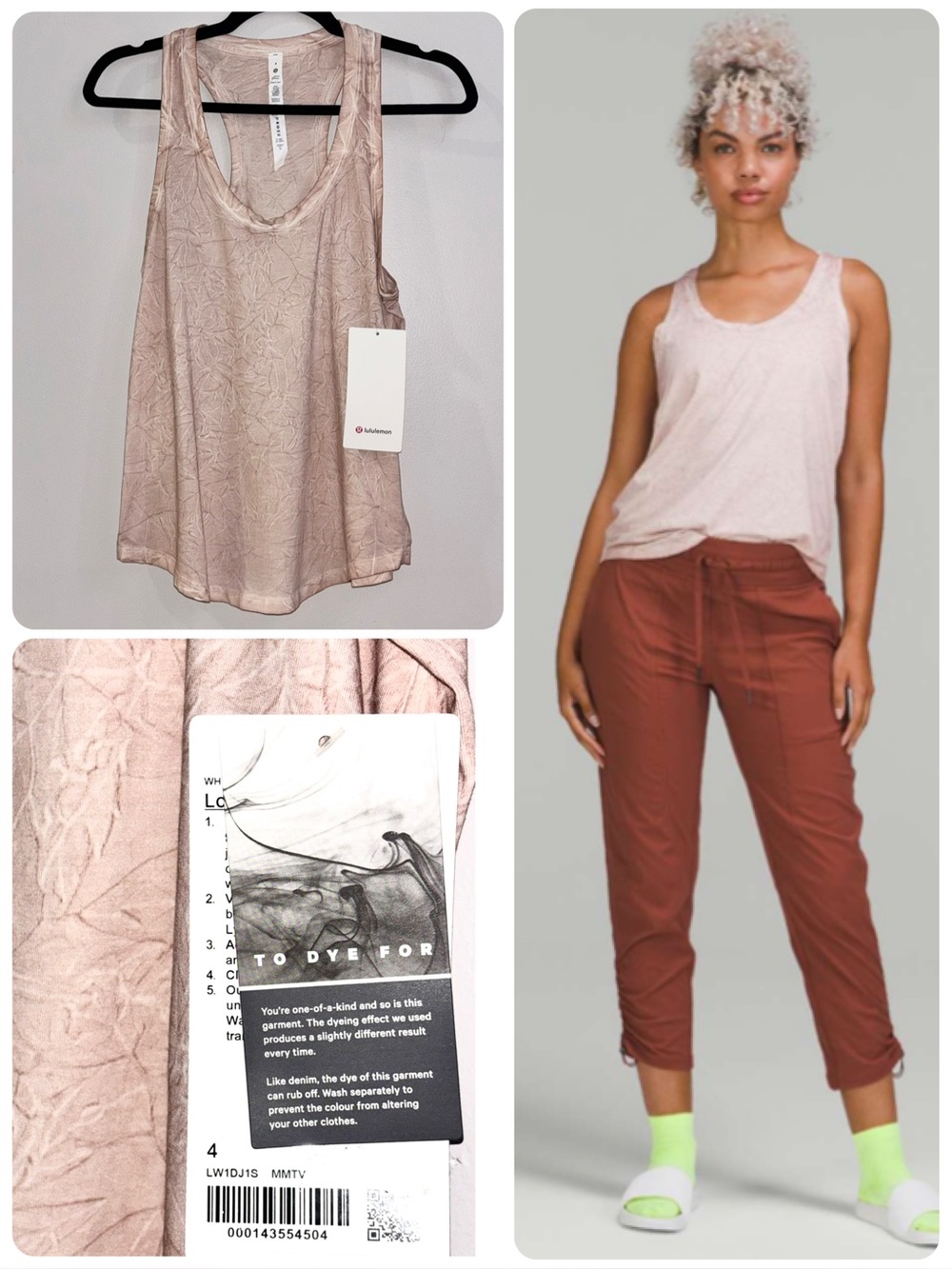 NWT Lululemon Love Tank Top Tie Dye Summit Wash Smoky Topaz Pink Size 4